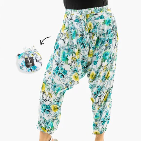 Buddha Pants Flower Savannah Summer Thai Harem Pant Elastic Waist Cotton Unisex - Picture 1 of 15